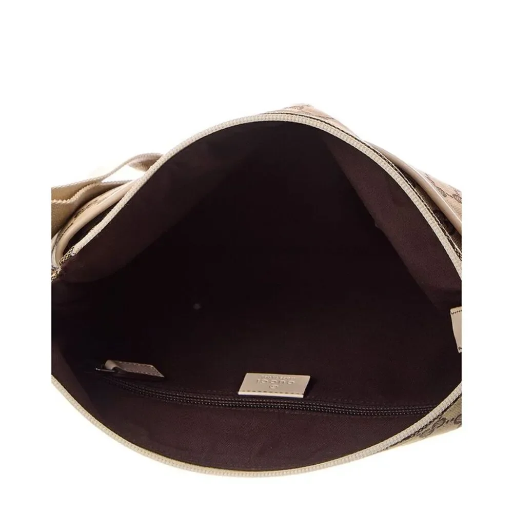 Gucci Brown Gg Canvas Mini Perforated Flat Messenger (Authentic Pre-Loved)